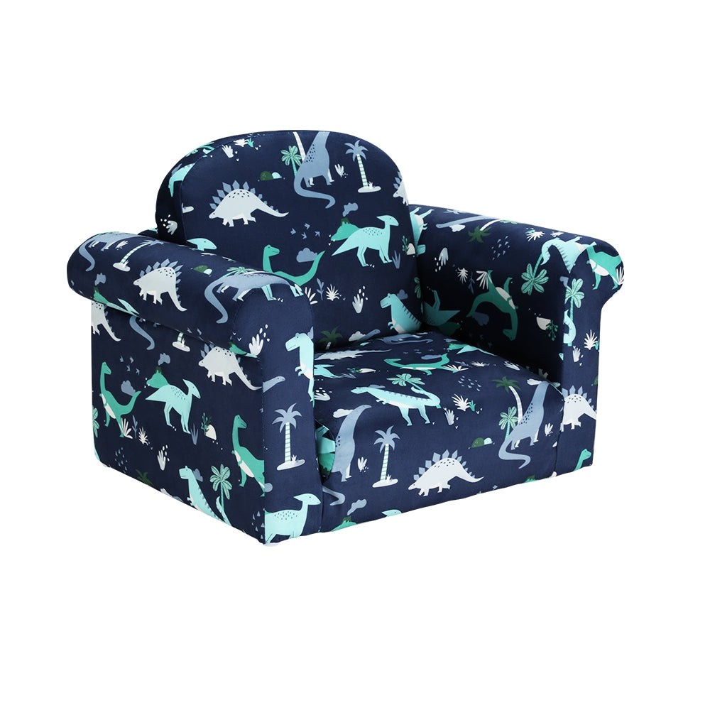 Kids 2-Seater Dinosaur Flip Sofa Navy