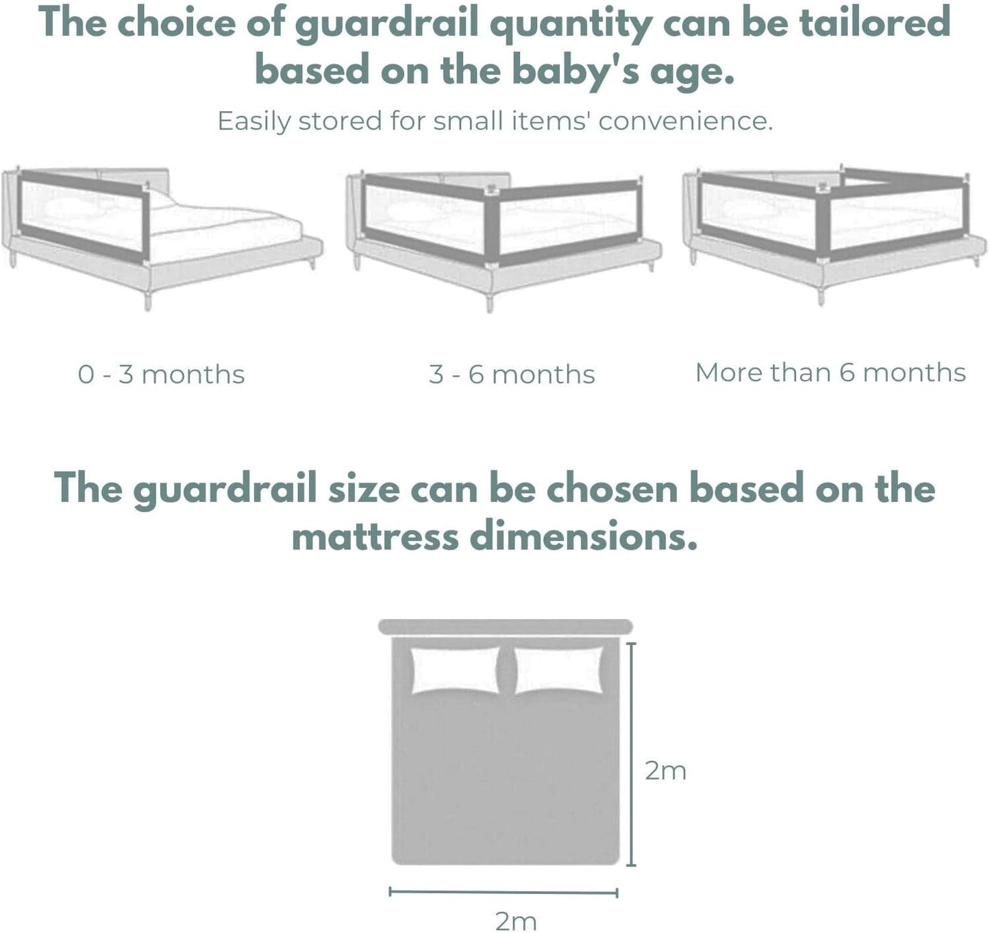 Adjustable Kids Safety Bed Rail, Grey