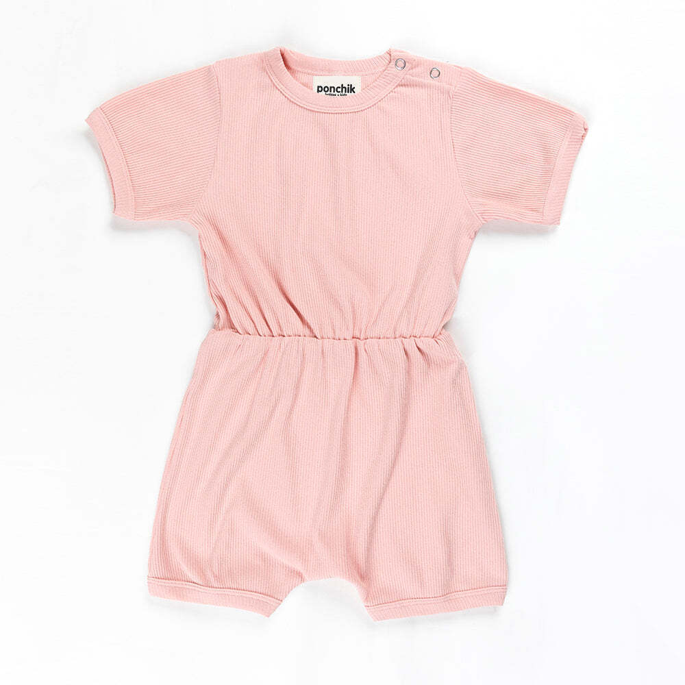 Ribbed Cotton Romper (Lemonade, 0-3 Months)