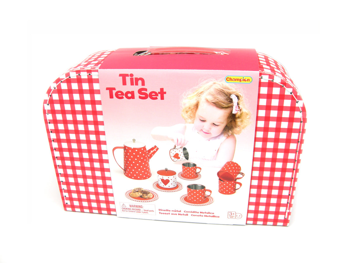 Heart Tin Tea Set With Mugs 13pcs