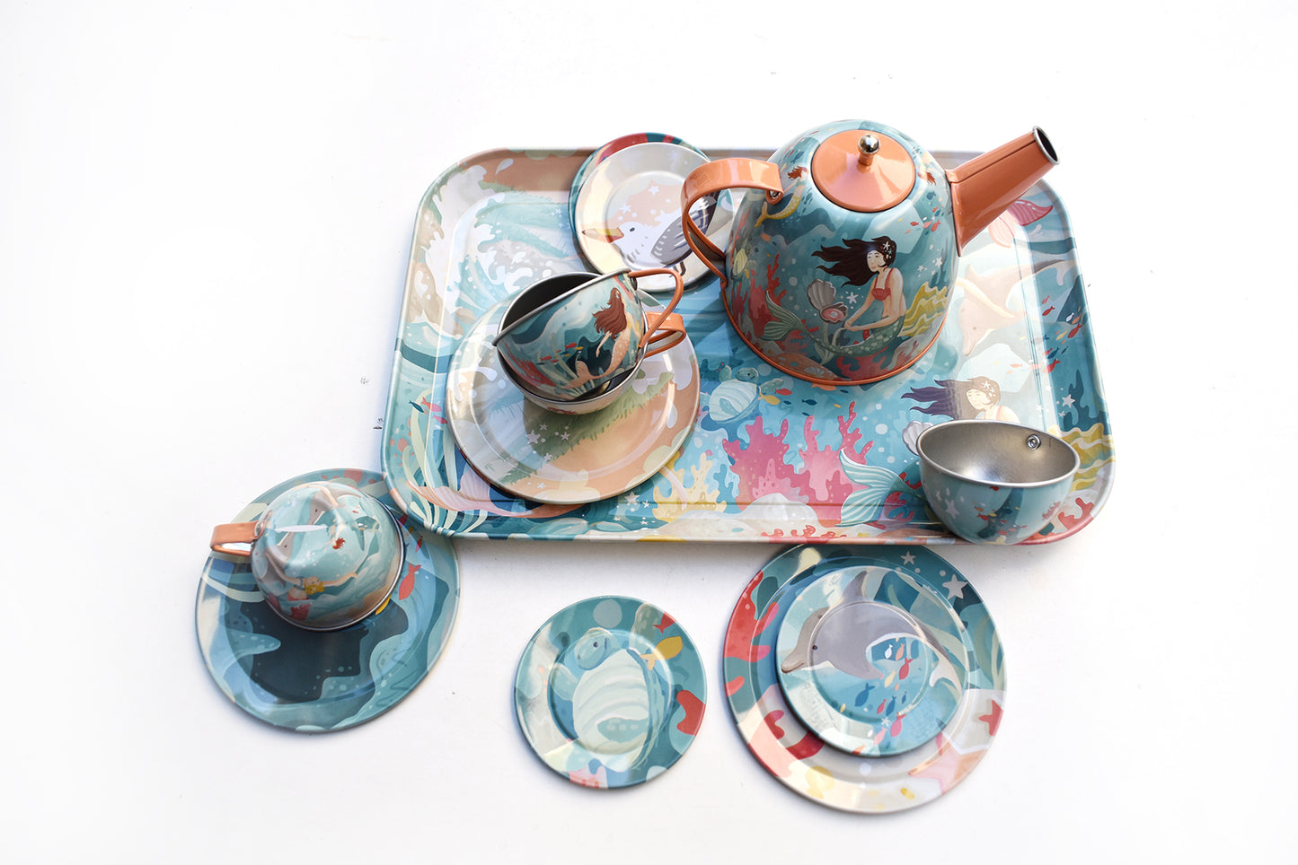 Mermaid Tin Tea Set In Suitcase