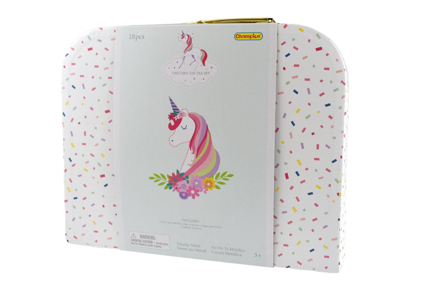Deluxe Unicorn Tin Tea Set In Suitcase 18pcs