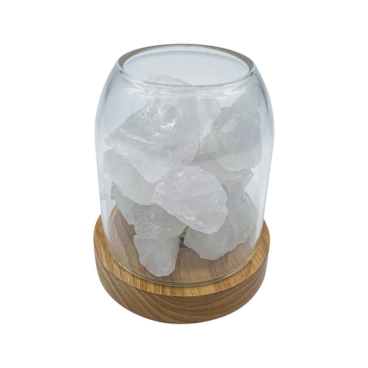 Amrita Court Aurora Crystal Diffuser Wooden Base with Light Clear Quartz