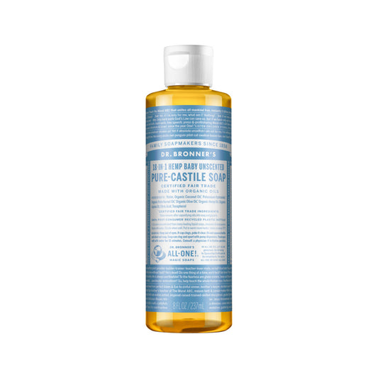 Dr. Bronner's Pure-Castile Soap Liquid (Hemp 18-in-1) Unscented (Baby) 237ml