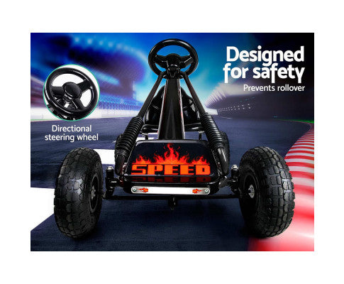 Kids Pedal Go Kart Racing Car - Black