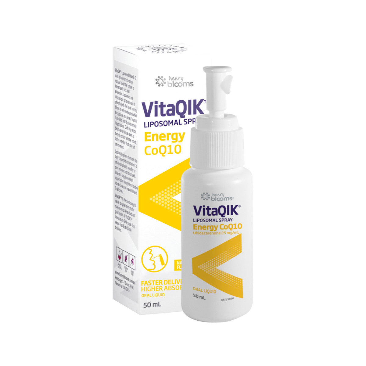 Henry Blooms VitaQIK Liposomal Spray Energy CoQ10 Oral Liquid 50ml