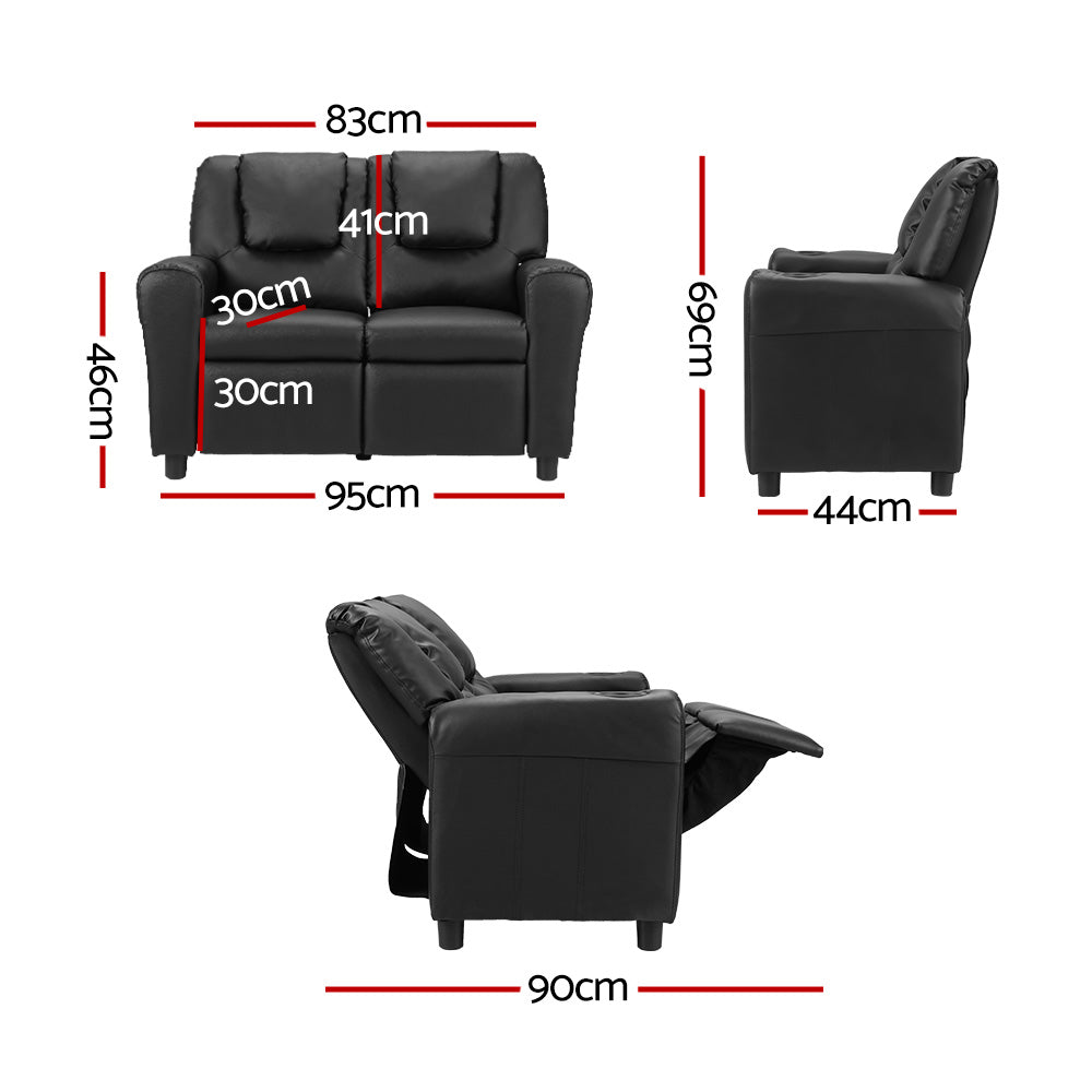 Children's Luxury Recliner Chair - Black