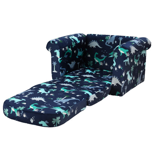 Kids 2-Seater Dinosaur Flip Sofa Navy