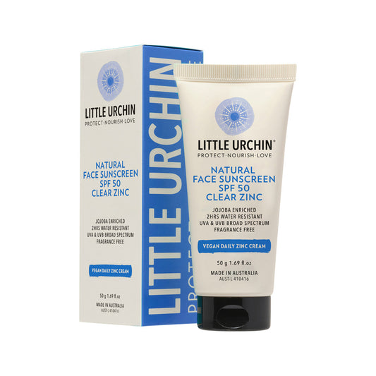 Little Urchin Natural Face Sunscreen Clear Zinc SPF 50 50g