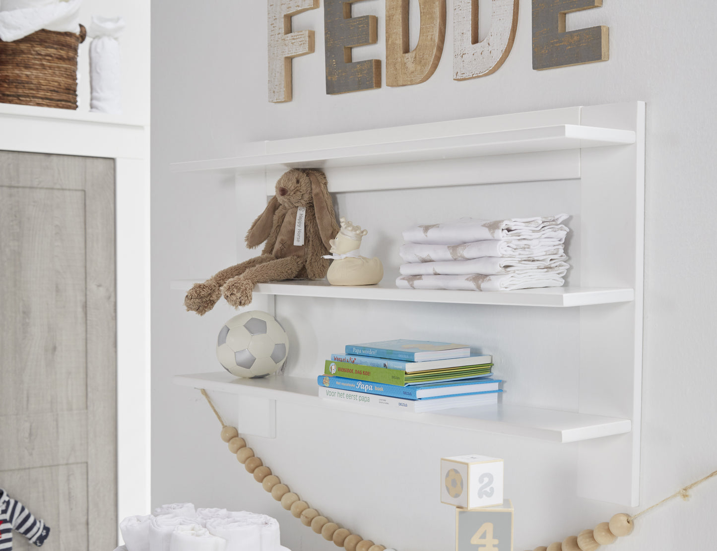 Contemporary White & Ash Wall Shelf