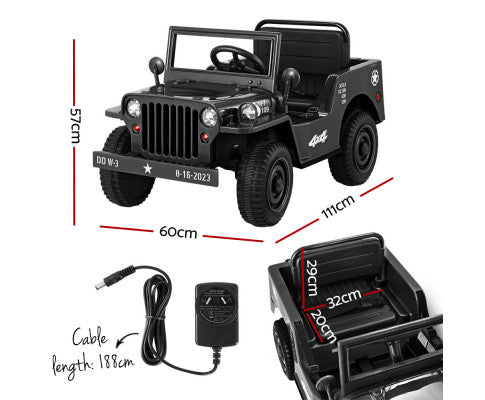 Children's Military Style Electric Jeep - Black