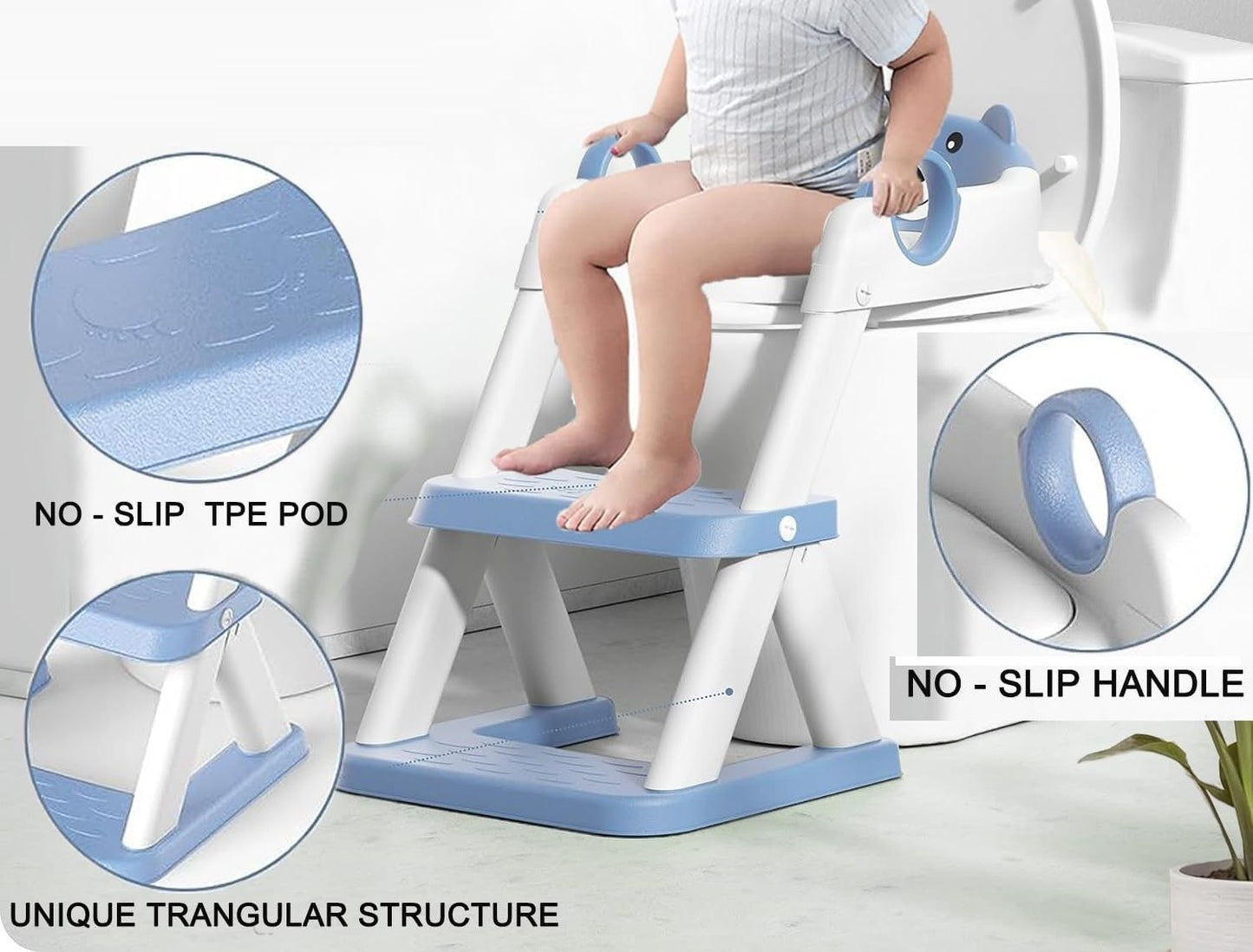 Kids' Potty Training Seat with Ladder - Blue