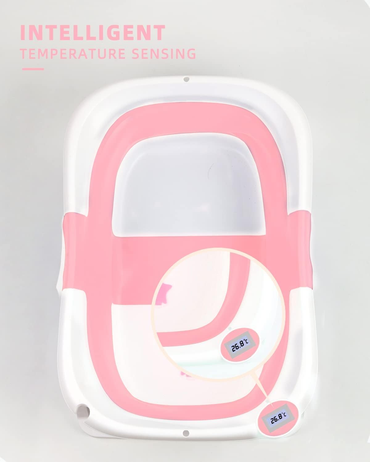 Foldable Baby Bath Tub - Pink and White