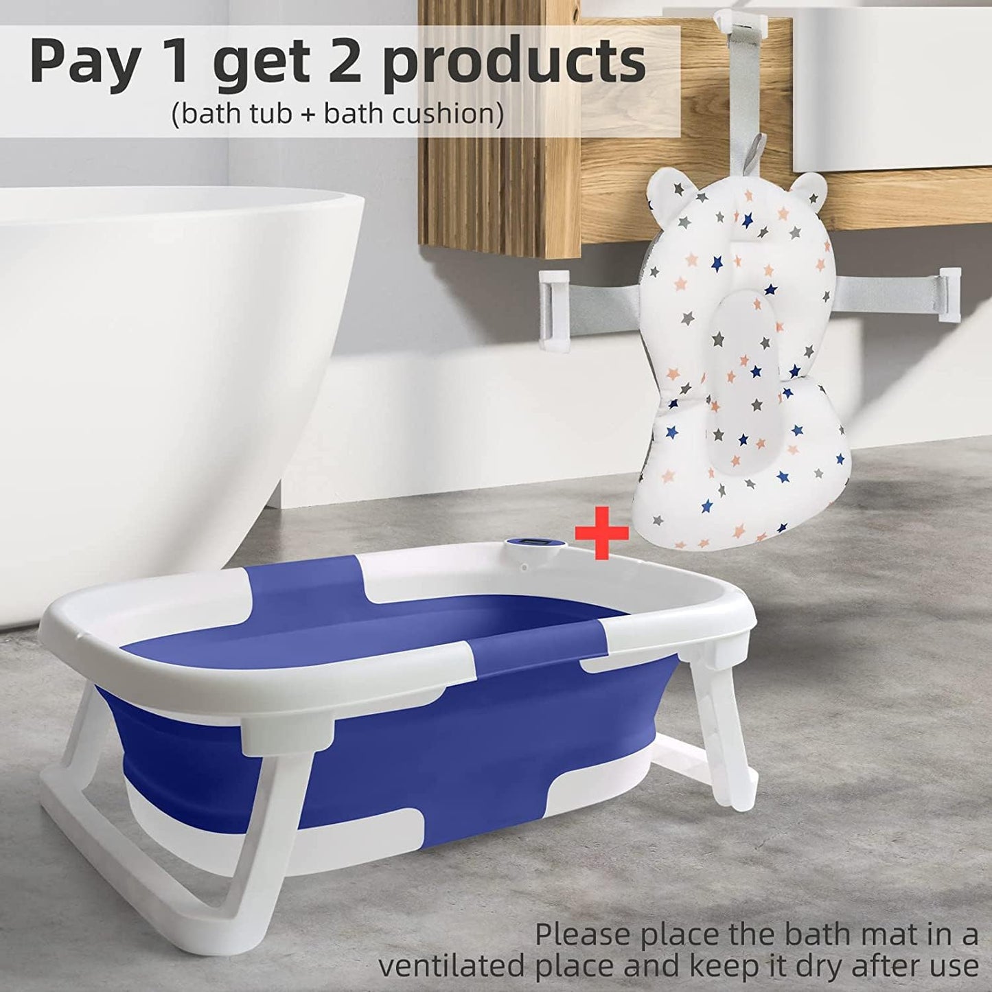 Foldable Baby Bath Tub with Seat Cushion