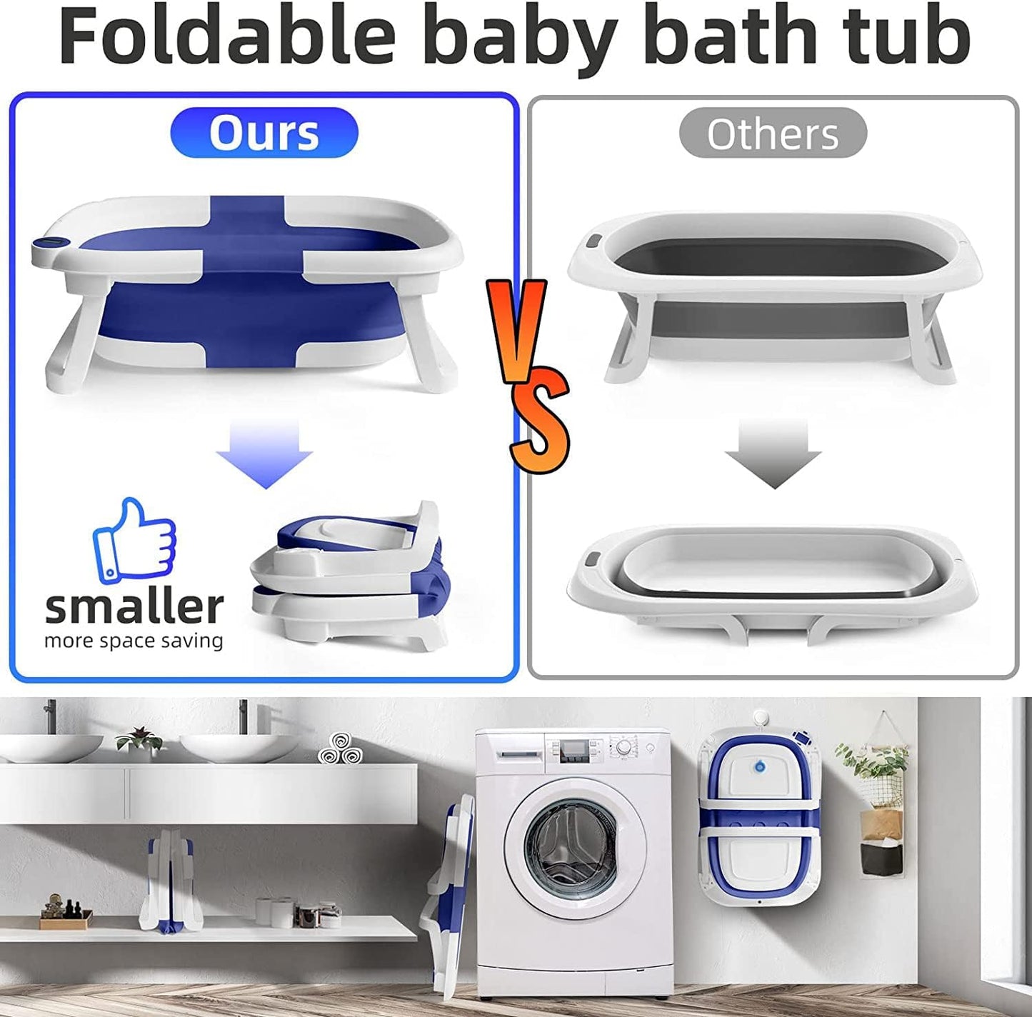 Foldable Baby Bath Tub with Seat Cushion