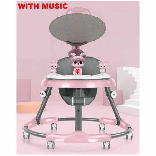 Adjustable Baby Walker Stroller with Music and Sunshade