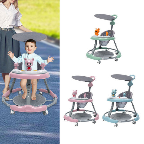 Adjustable Baby Walker Stroller with Music and Sunshade