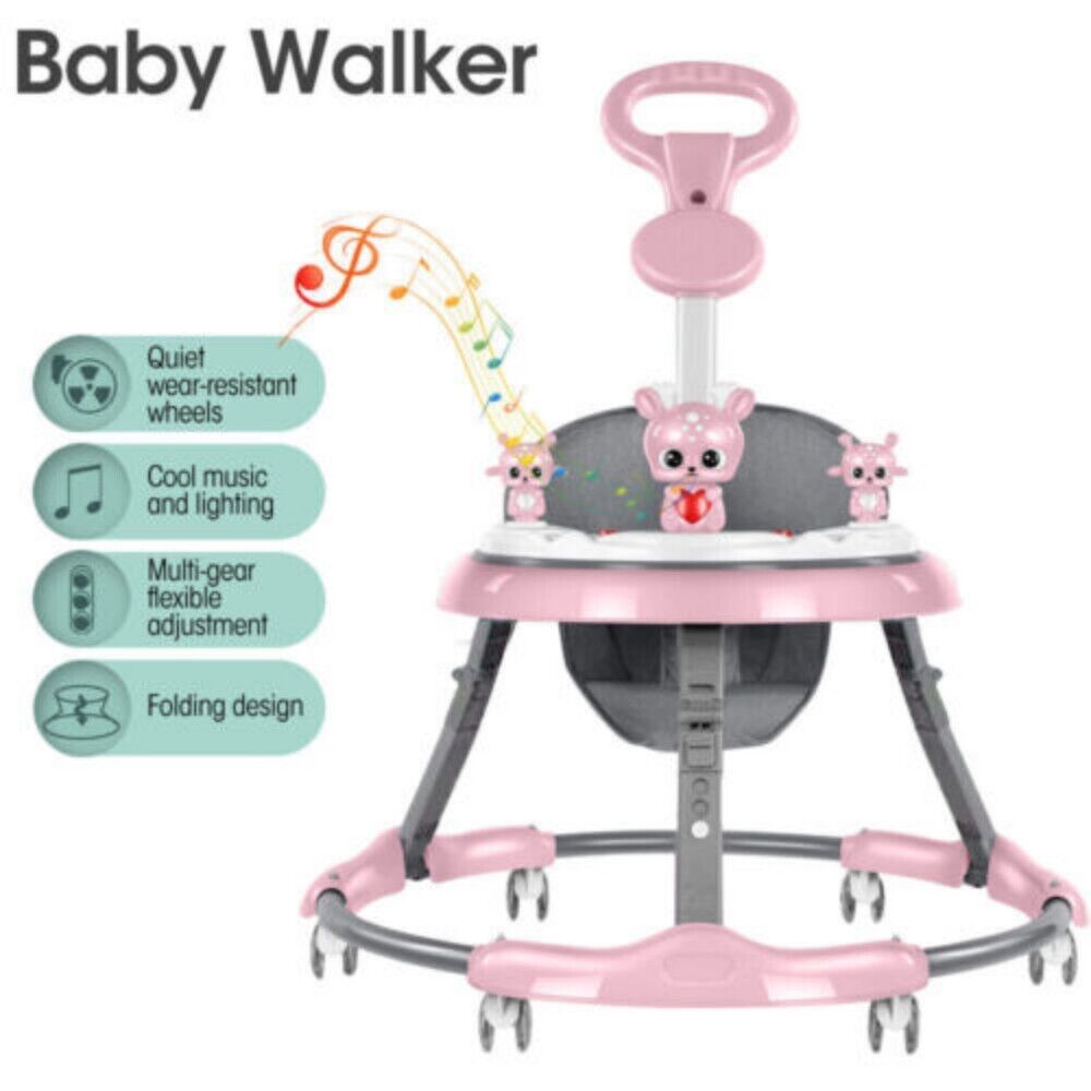 Adjustable Baby Walker Stroller with Music and Sunshade