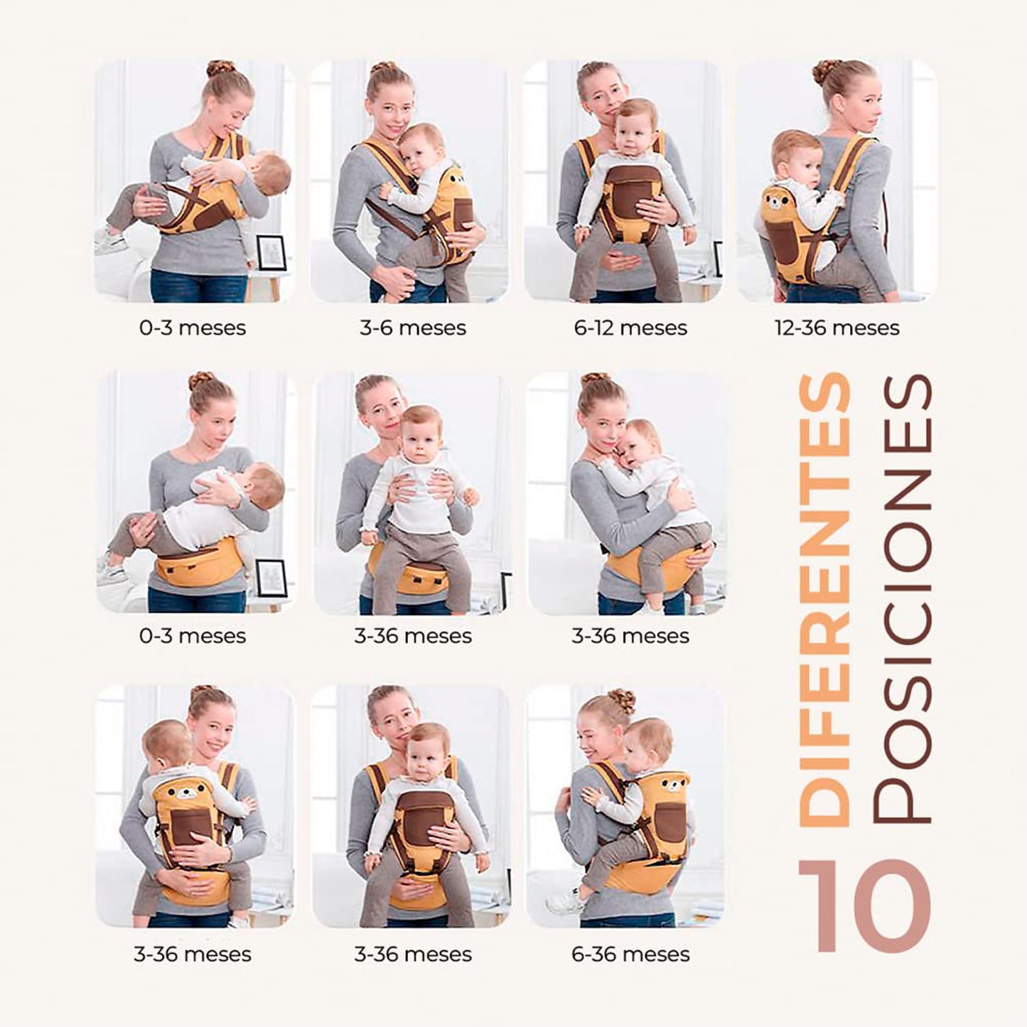 Versatile 10-in-1 Baby Carrier with Hip Seat