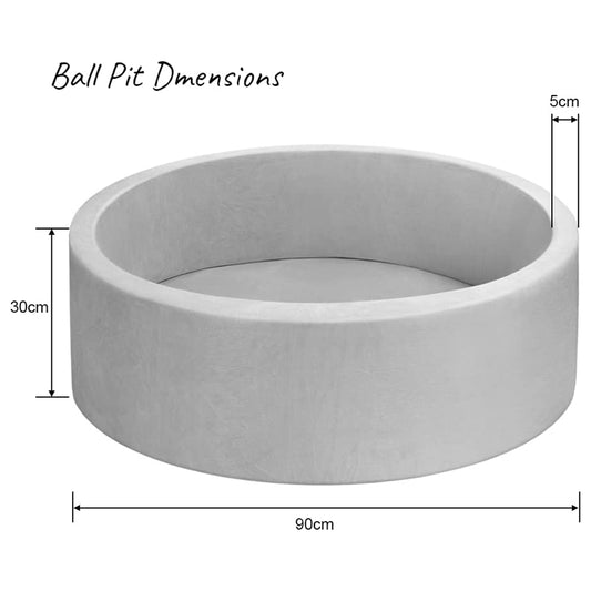 Soft Memory Foam Kids Ball Pit - Grey (90x30cm)