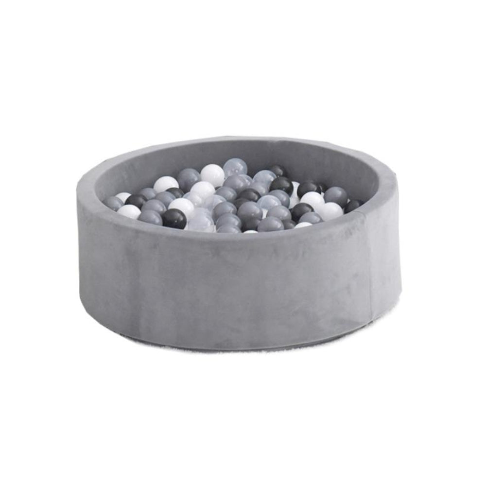 Soft Memory Foam Ball Pit with 200 Vintage Balls - Grey (90x30cm)