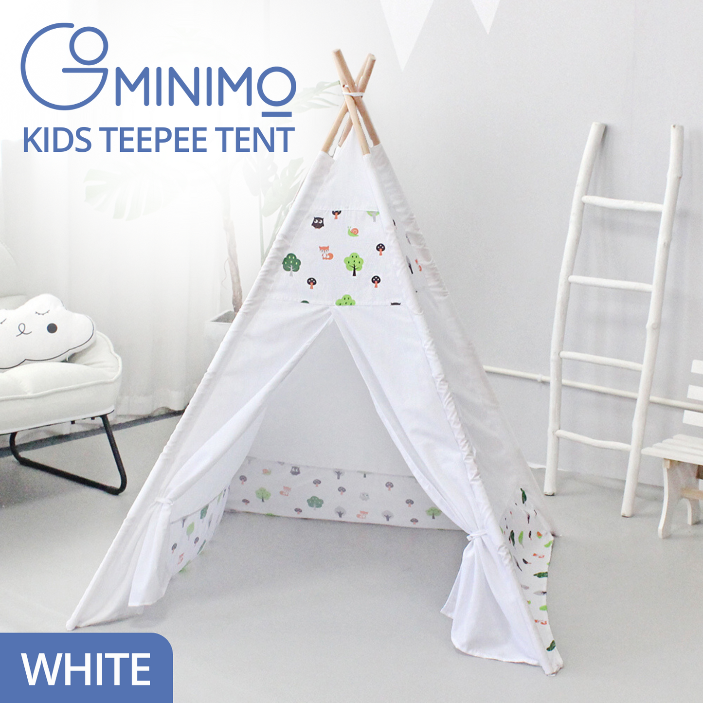 Children's White Teepee Play Tent