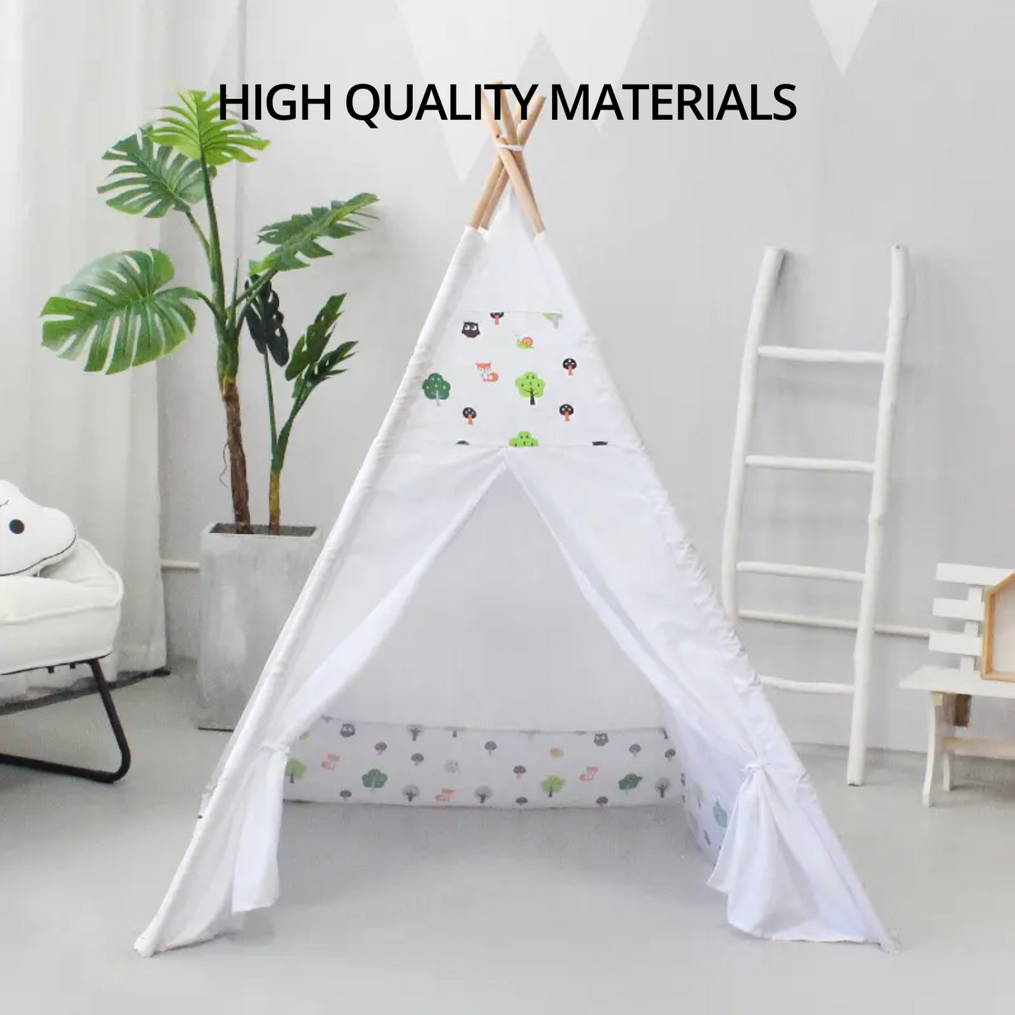 Children's White Teepee Play Tent