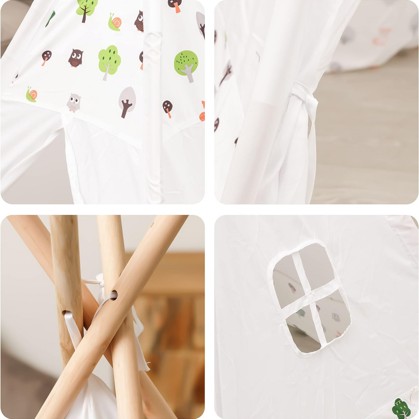 Children's White Teepee Play Tent