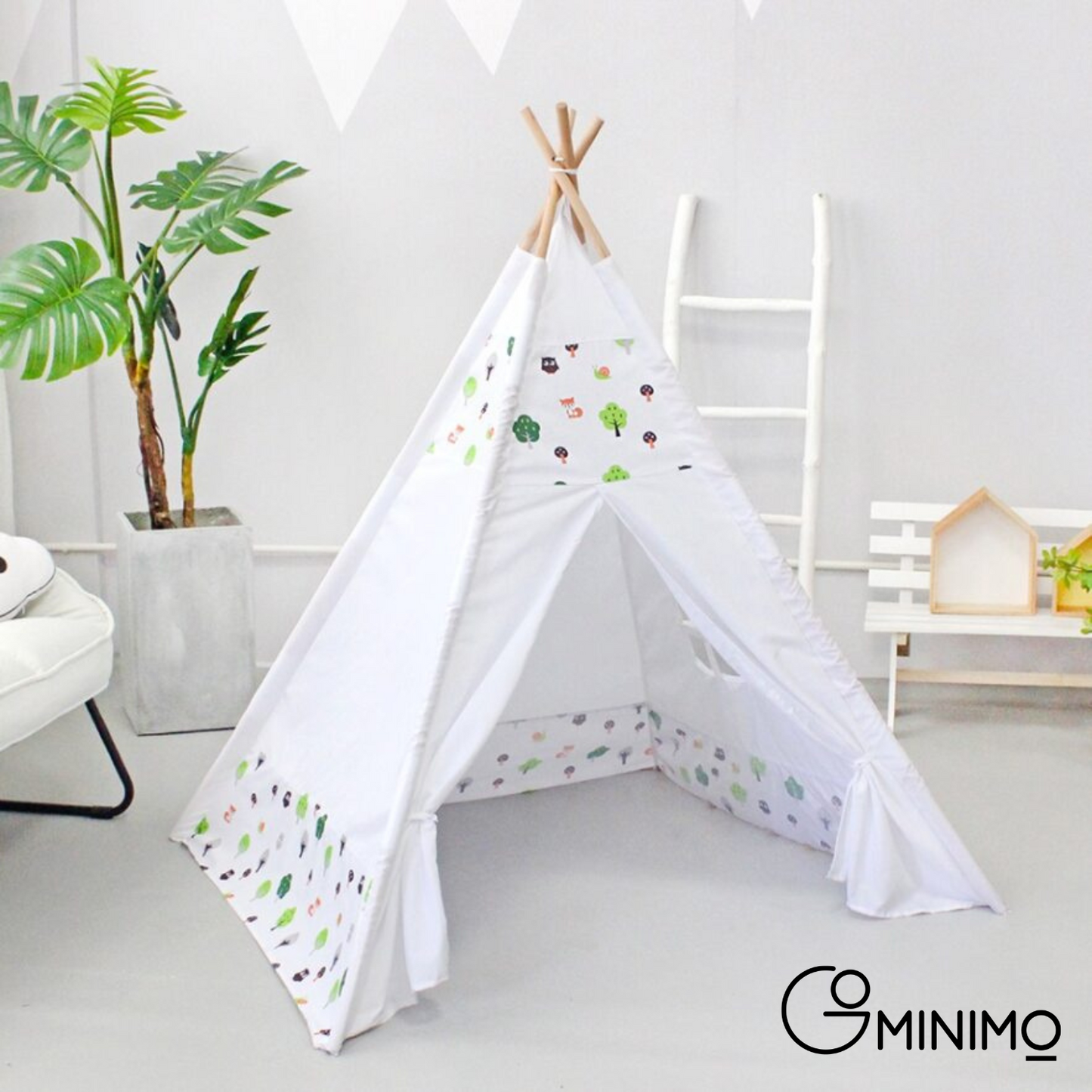 Children's White Teepee Play Tent