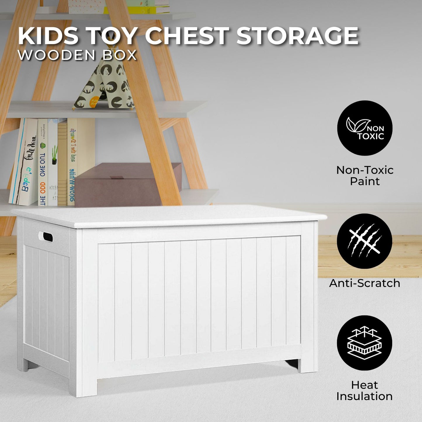 Children's White Toy Storage Box with Air Gap Handle