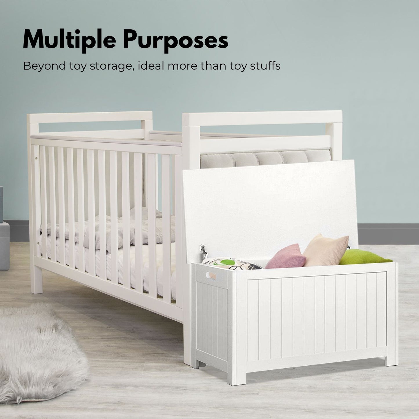 Children's White Toy Storage Box with Air Gap Handle