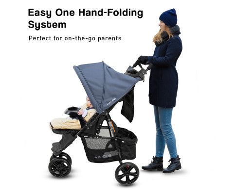 Lightweight 3-Wheel Stroller With Canopy