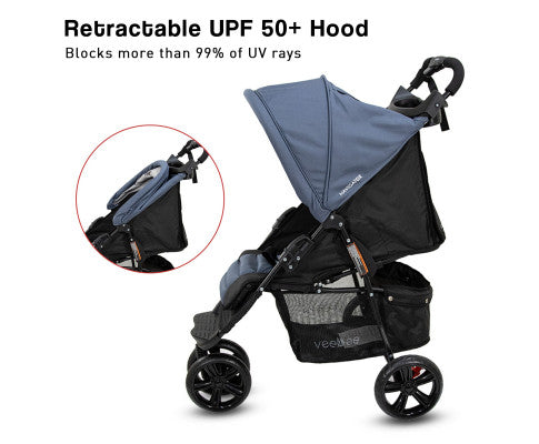 Lightweight 3-Wheel Stroller With Canopy