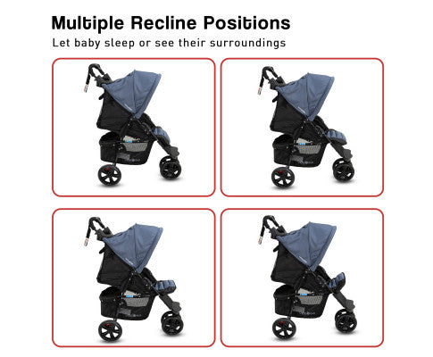 Lightweight 3-Wheel Stroller With Canopy