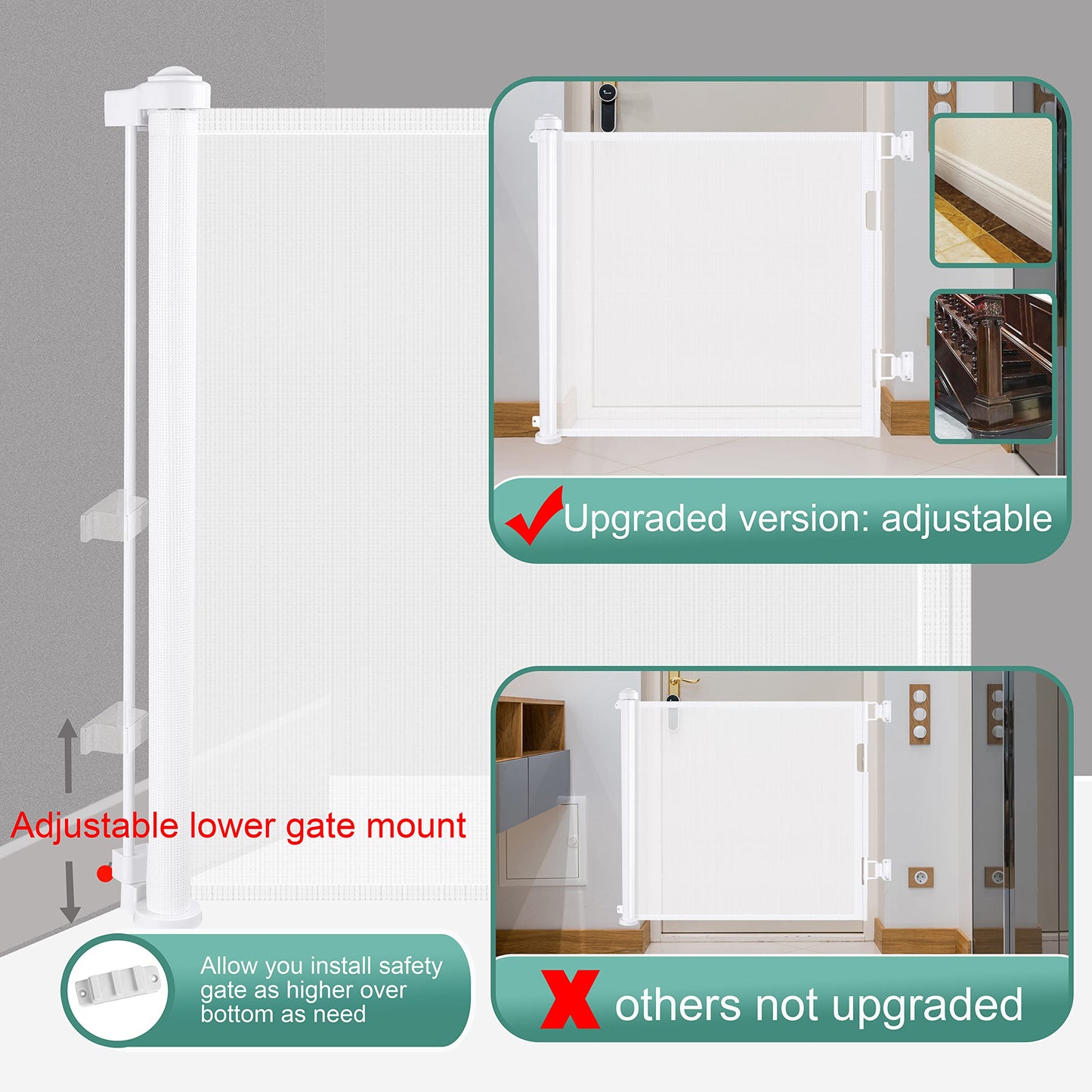 3m Retractable Baby and Pet Safety Gate - White