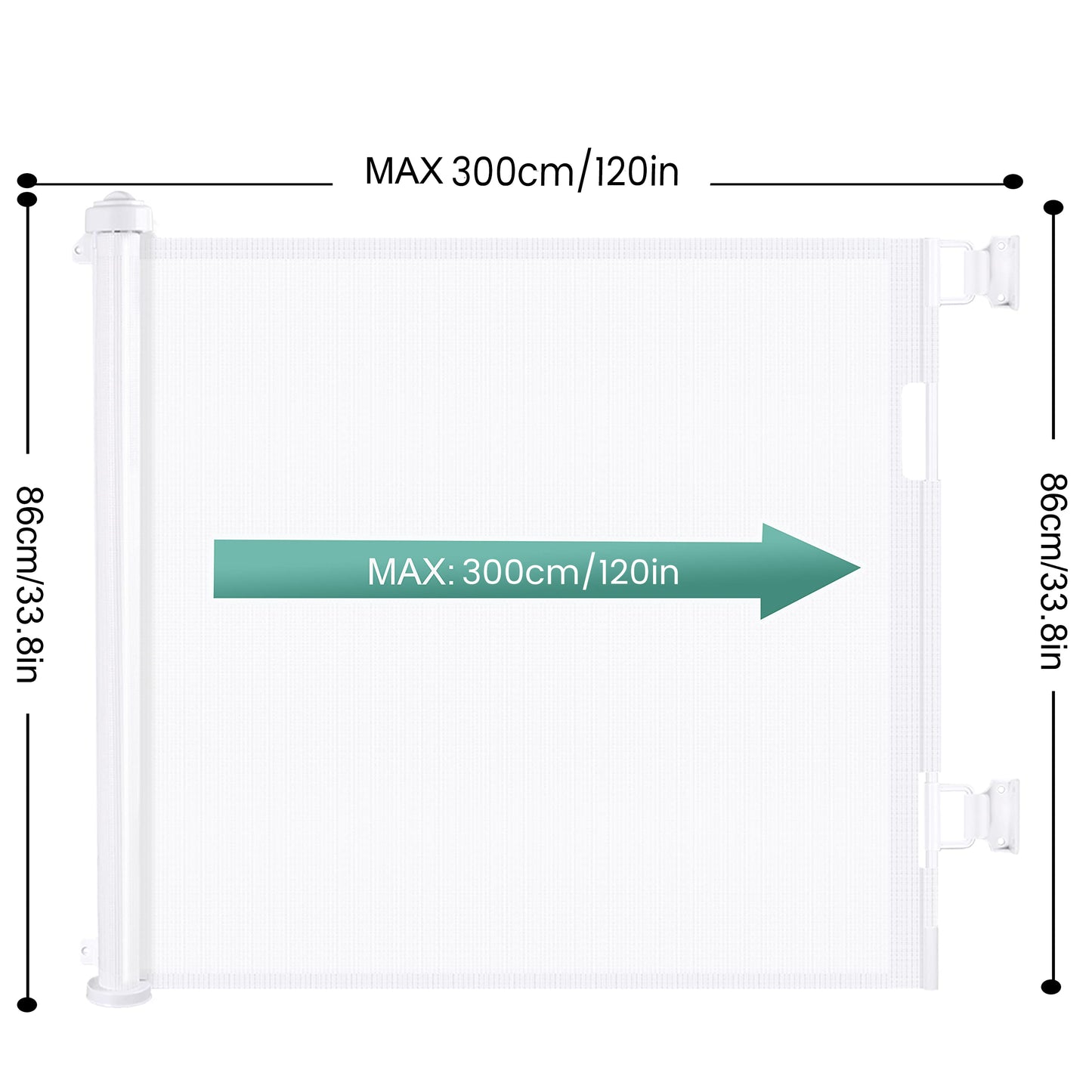 3m Retractable Baby and Pet Safety Gate - White