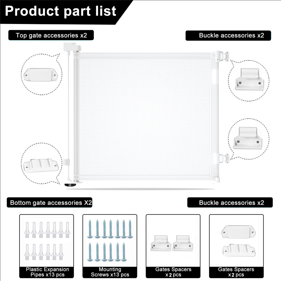 3m Retractable Baby and Pet Safety Gate - White