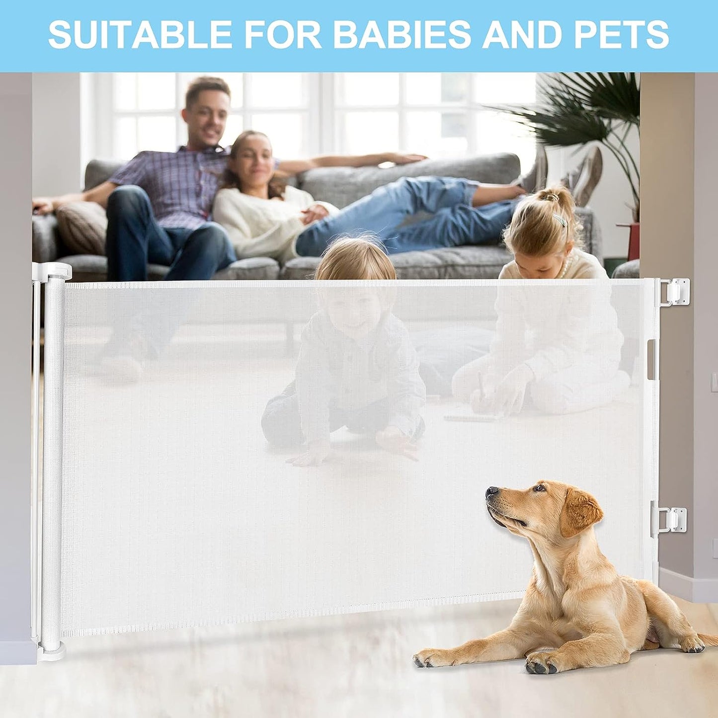 3m Retractable Baby and Pet Safety Gate - White
