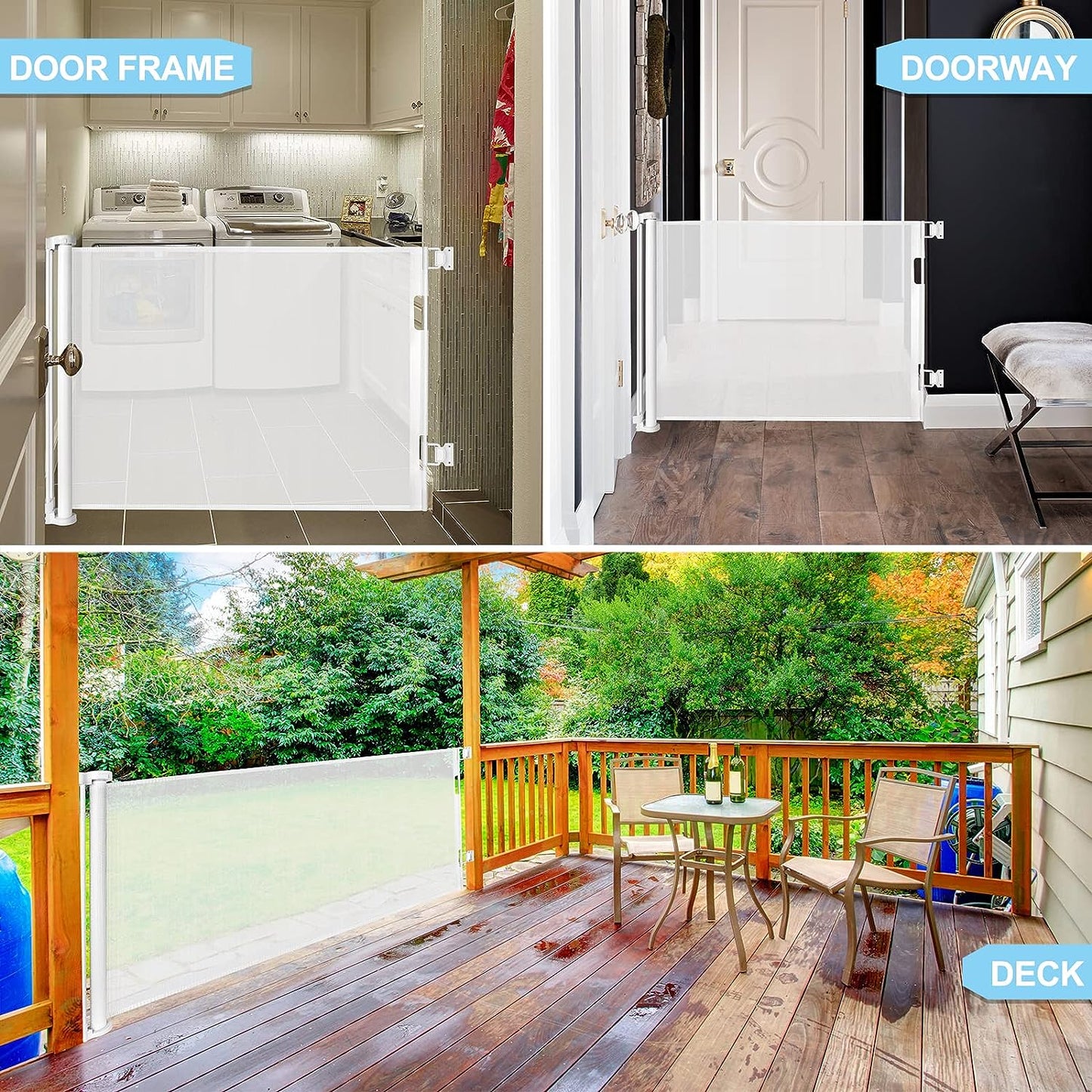 3m Retractable Baby and Pet Safety Gate - White