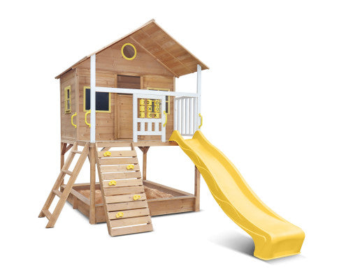 Beachside Adventure Cubby House with Yellow Slide