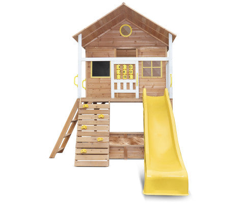 Beachside Adventure Cubby House with Yellow Slide