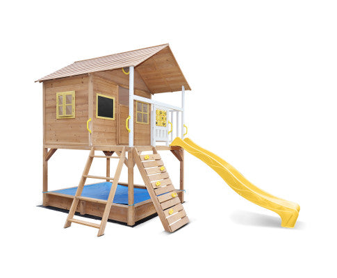 Beachside Adventure Cubby House with Yellow Slide