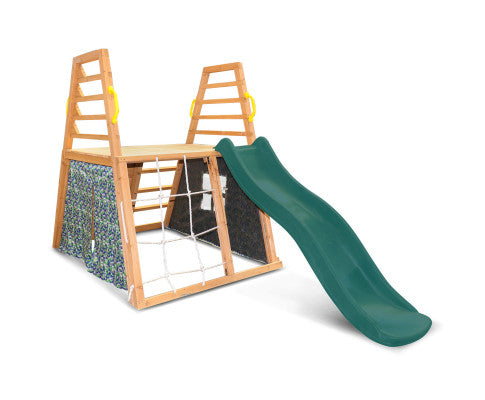 Adventure Climbing Frame with 1.8m Wavy Slide - Green