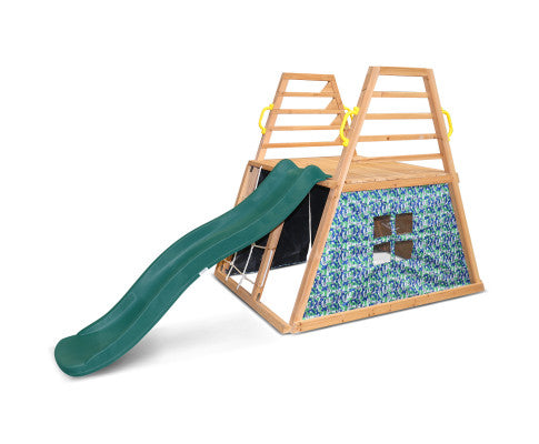 Adventure Climbing Frame with 1.8m Wavy Slide - Green