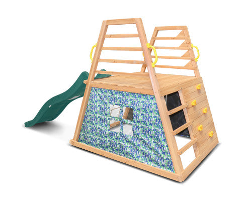 Adventure Climbing Frame with 1.8m Wavy Slide - Green