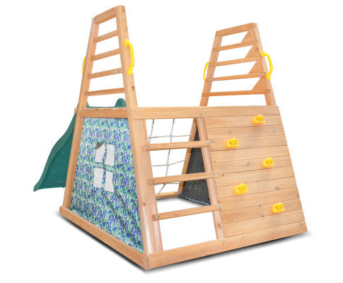 Adventure Climbing Frame with 1.8m Wavy Slide - Green