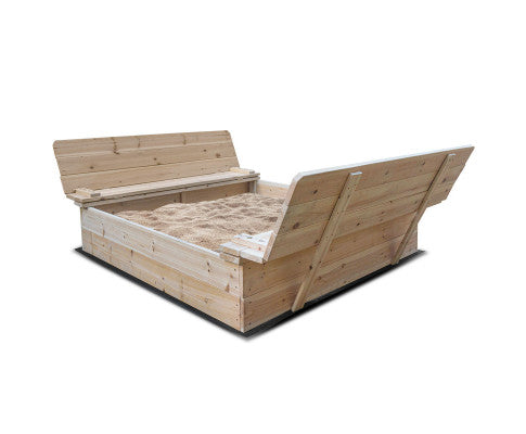 XL Wooden Sandpit with Foldable Seats