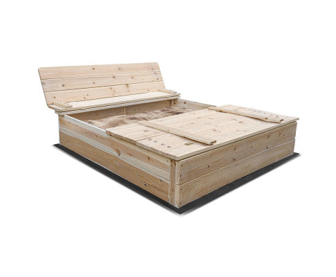 XL Wooden Sandpit with Foldable Seats