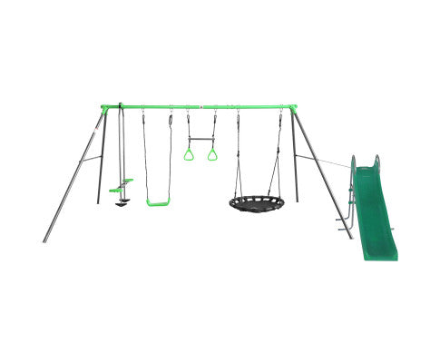 Adventure Zone 4-Station Swing Set with Slippery Slide