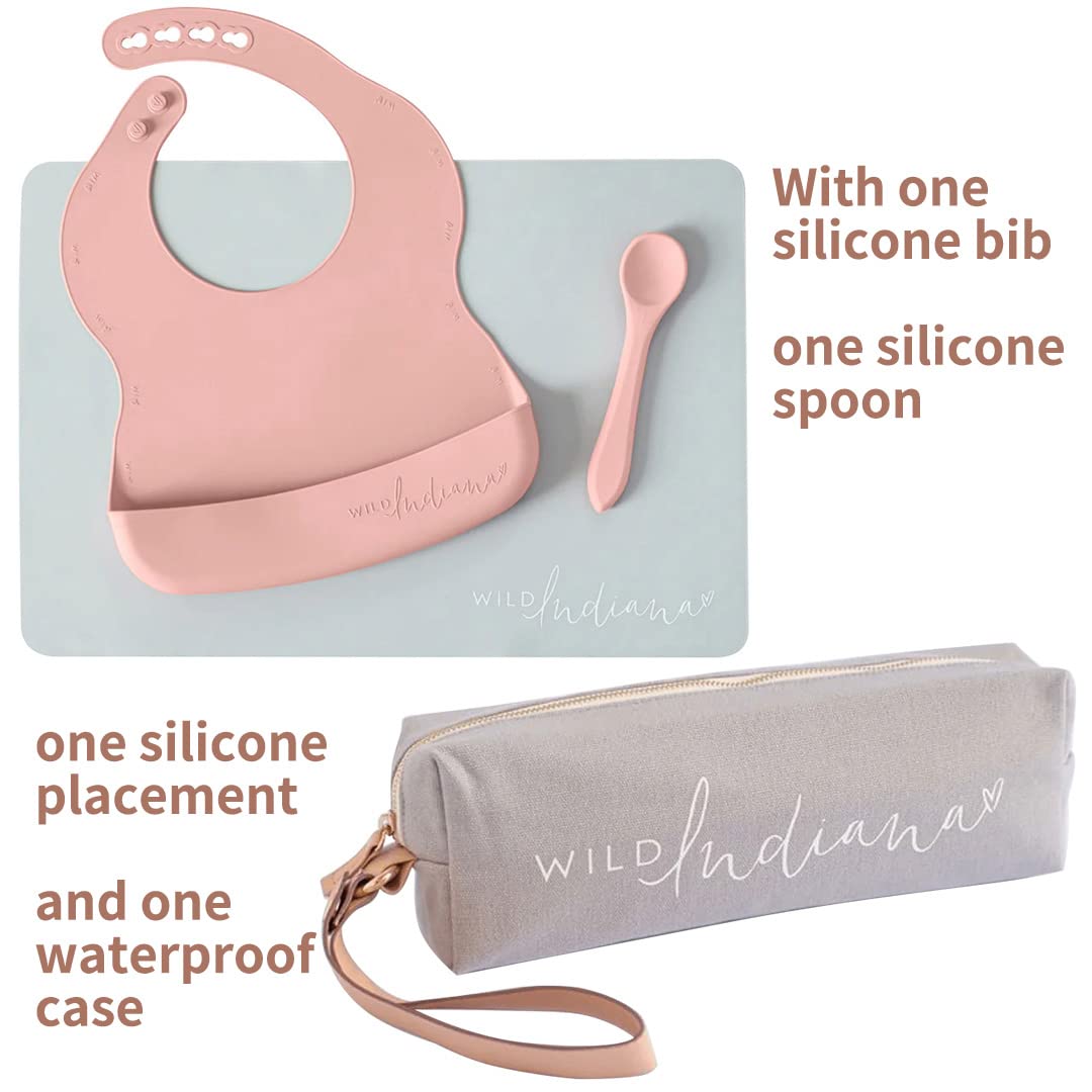 Portable Silicone Baby Bib Set - Blush